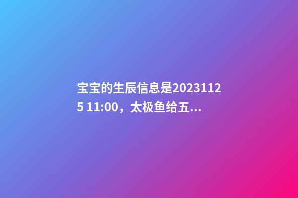 宝宝的生辰信息是2023.11.25 11:00，太极鱼给五行起名啦